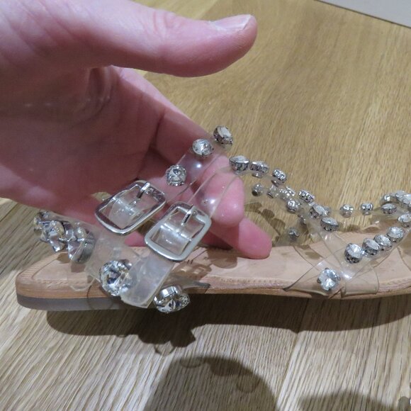 JEFFREY CAMPBELL Amaryl Clear Crystal Studded Flat Sandals Shoes - Size US 8 - Picture 8 of 11